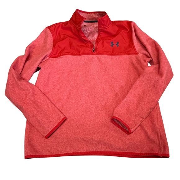 Under Armour Pullover ColdGear Quarter Zip Athletic Top Red Large‎ - Picture 1 of 4